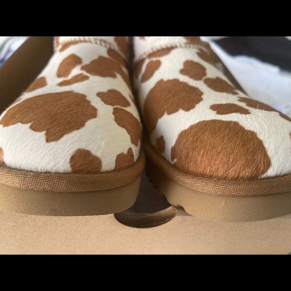 SOLD!!!!!!Cow print UGG boots… size 7 brown and tan super cute